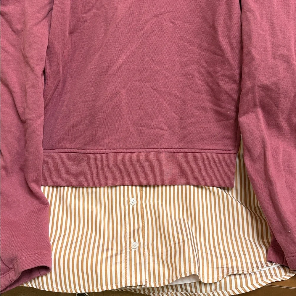 Maeve By Anthropolgie Puff Sleeve Sweatshirt With Striped Shirt Tunic Top Sz S - Picture 5 of 8